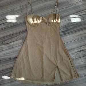Boohoo gold dress